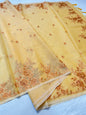 Mango shade kota designer embroidery premium Banarasi saree