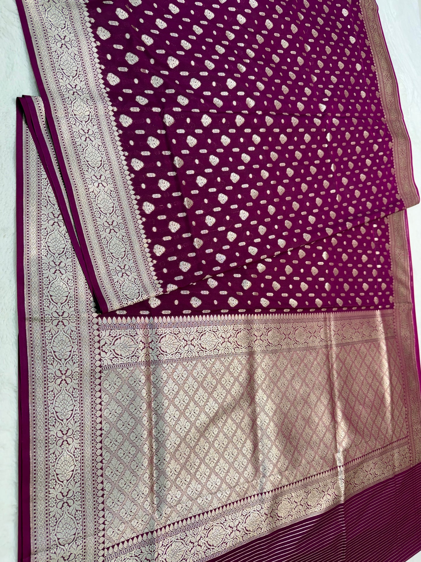 Maroon shade katan Banarasi silk Saree