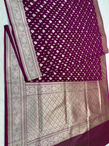 Maroon shade katan Banarasi silk Saree