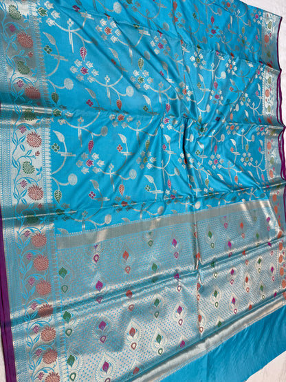 Firozi Soft Silk Premium Banarasi Saree