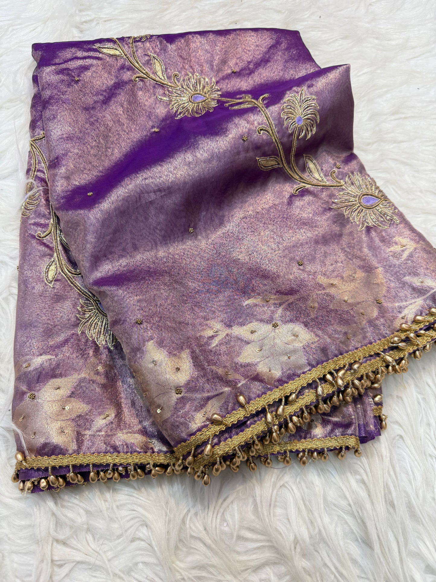 Tissue Aari Work Banarasi silk saree