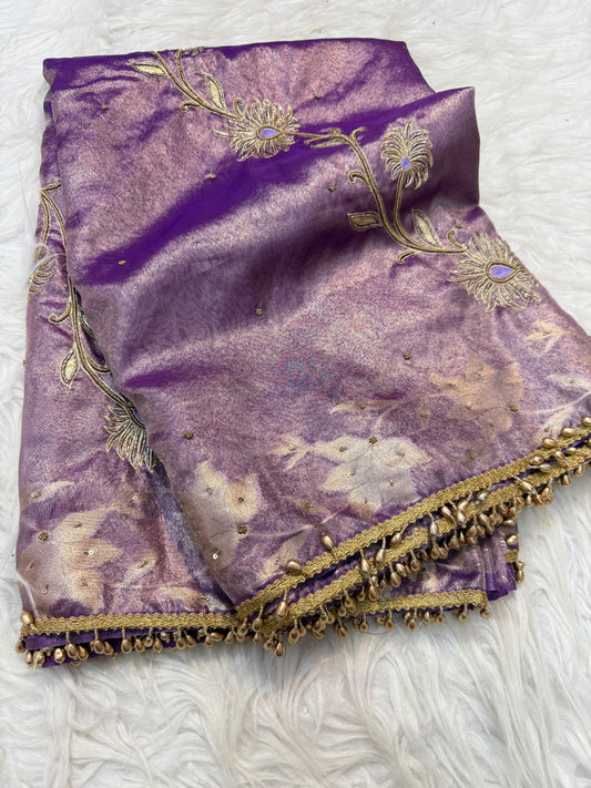 Tissue Aari Work Banarasi silk saree