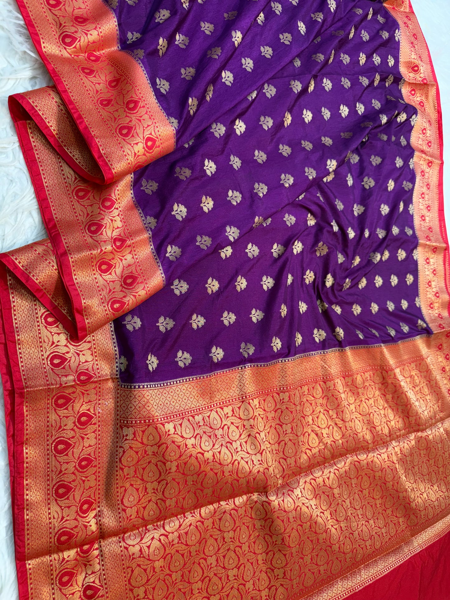 magenta red shade Dupion Silk premium Banarasi Saree