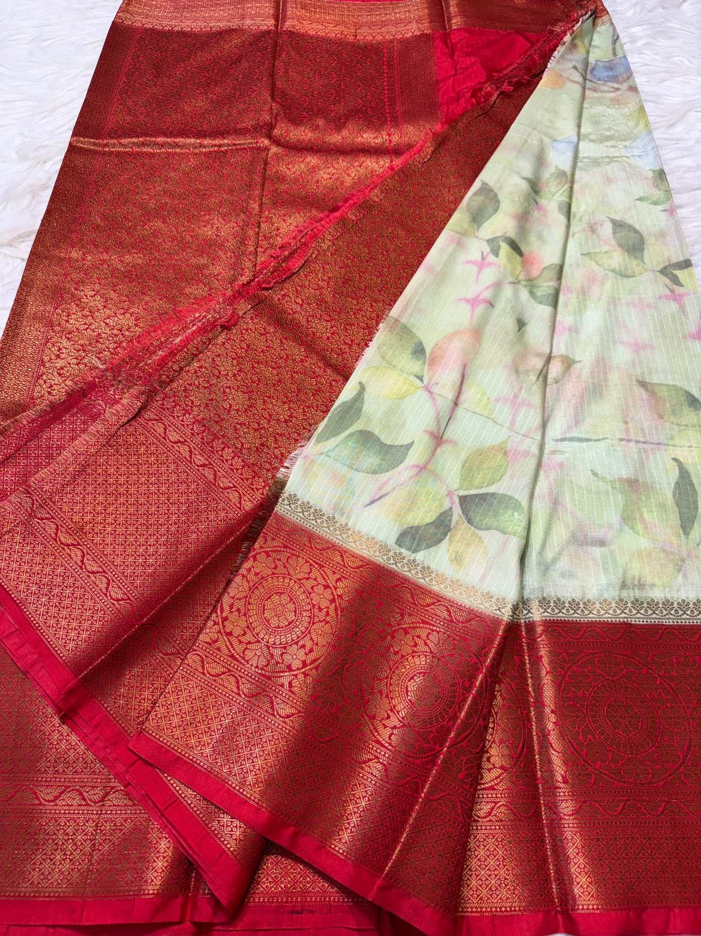 multicolour Dupion silk digital print Banarasi saree