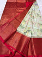multicolour Dupion silk digital print Banarasi saree