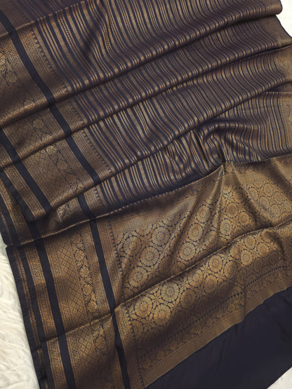 black shade  Dupion Silk premium Banarasi Saree