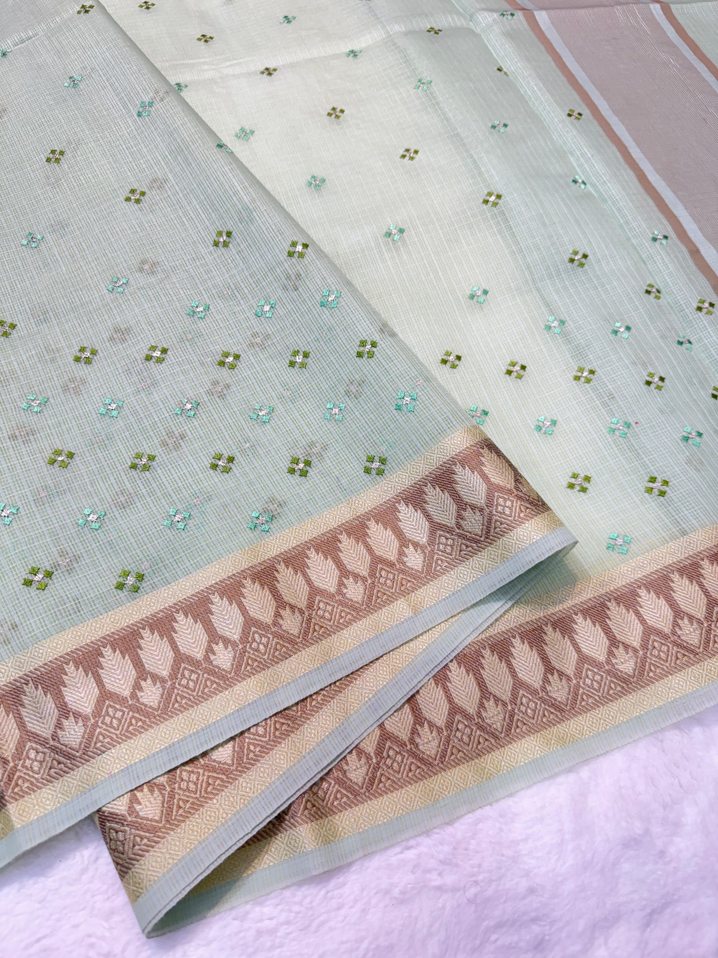 Pista green shade kota designer embroidery Banarasi saree