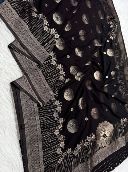 Black shade georgatte Banarasi saree