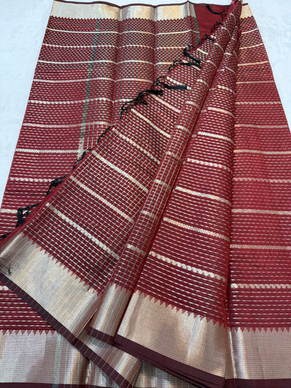 Maroon shade cotton silk premium Banarasi saree