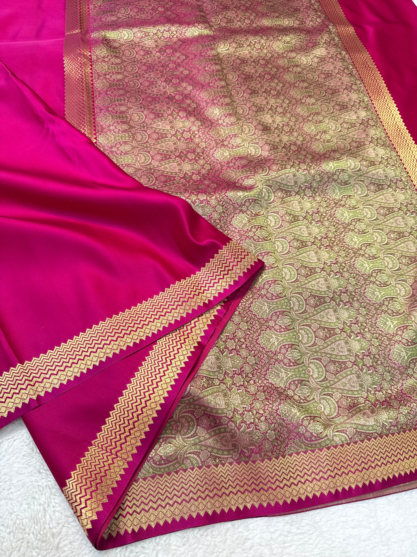 Royal pink shade mashru silk premium Banarasi silk Saree