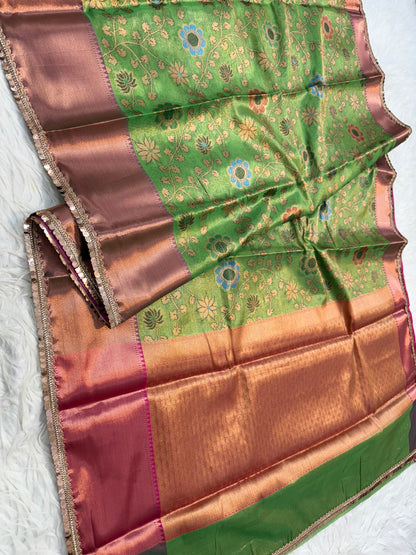 Banarasi tissue silk with lace attached saree