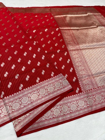 Red shade katan Banarasi silk Saree