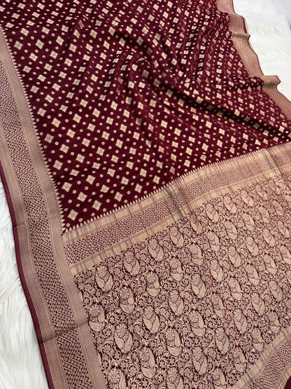 Maroon shade Chinon Viscose premium saree