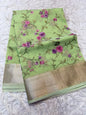 Pista   shade organza embroidery Banarasi saree