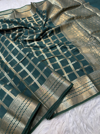 Semi Raw mango banarasi saree