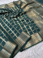 Bottle green  shade Raw mango soft silk banarasi saree