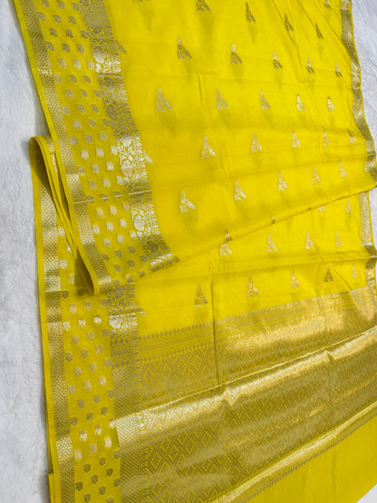 Yellow shade raw mango premium Banarasi saree