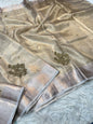 Beige shade tissue kota zardosi work Banarasi saree