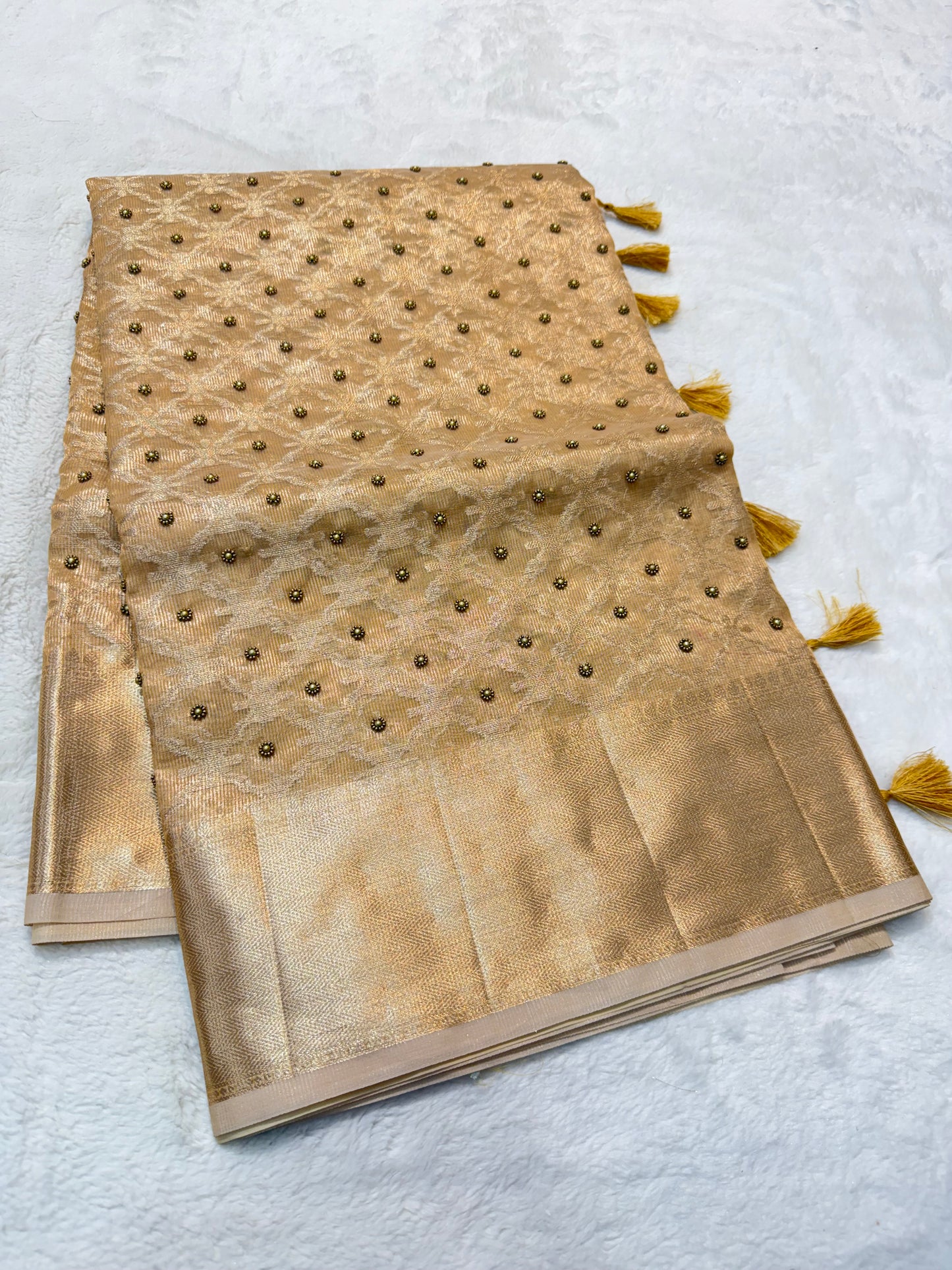 Gold tissue kota designer handwork premium Banarasi saree