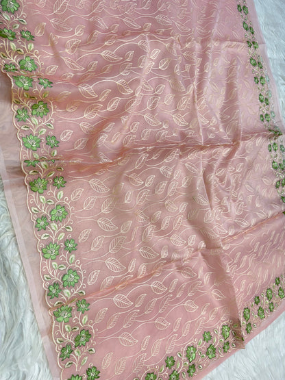 Banarasi kora organza embroidery saree