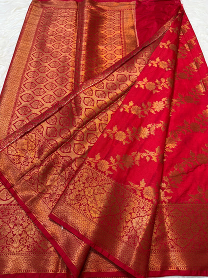 Red shade Dupion Silk Banarasi Saree 