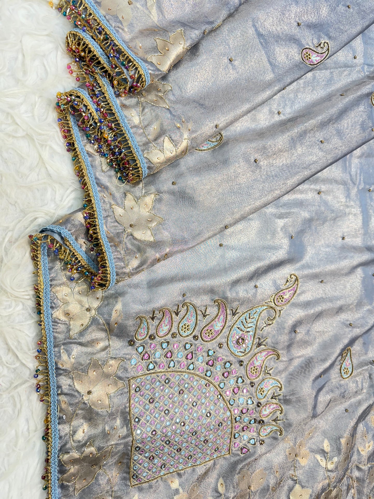 Tissue handwork Banarasi silk saree