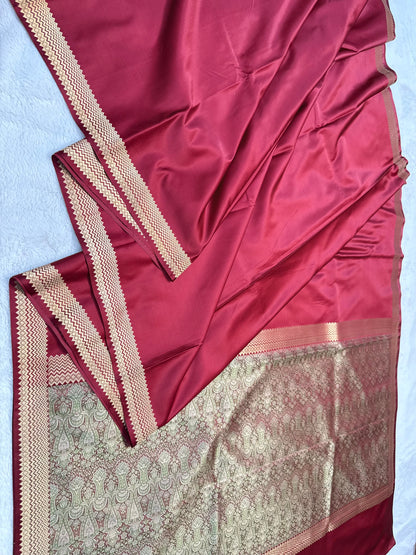 Maroon shade mashru silk premium Banarasi silk Saree