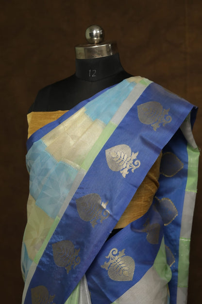 Multicolour shade Kora organza Banarasi saree
