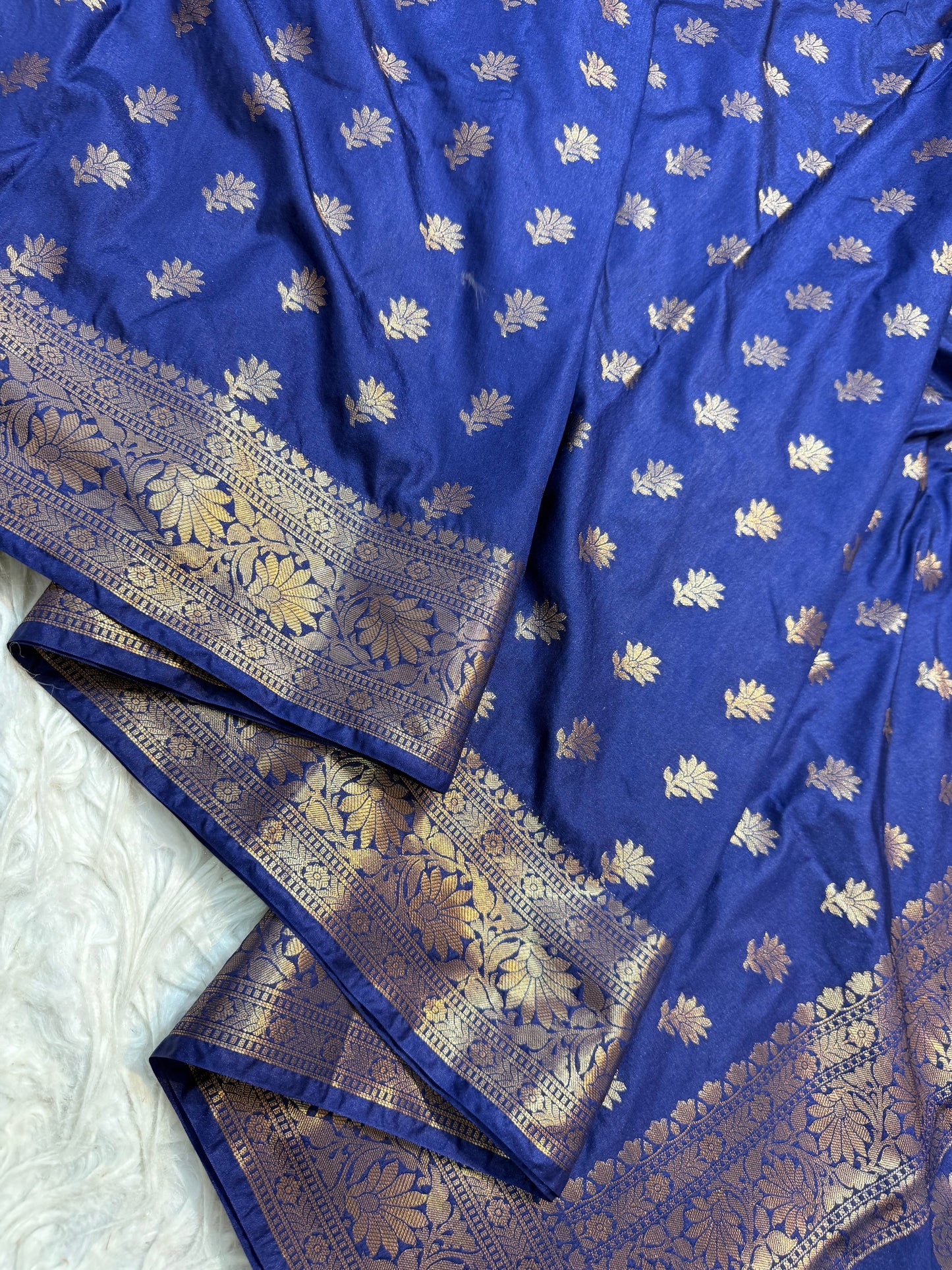 Royal blue shade Dupion Silk premium Banarasi Saree
