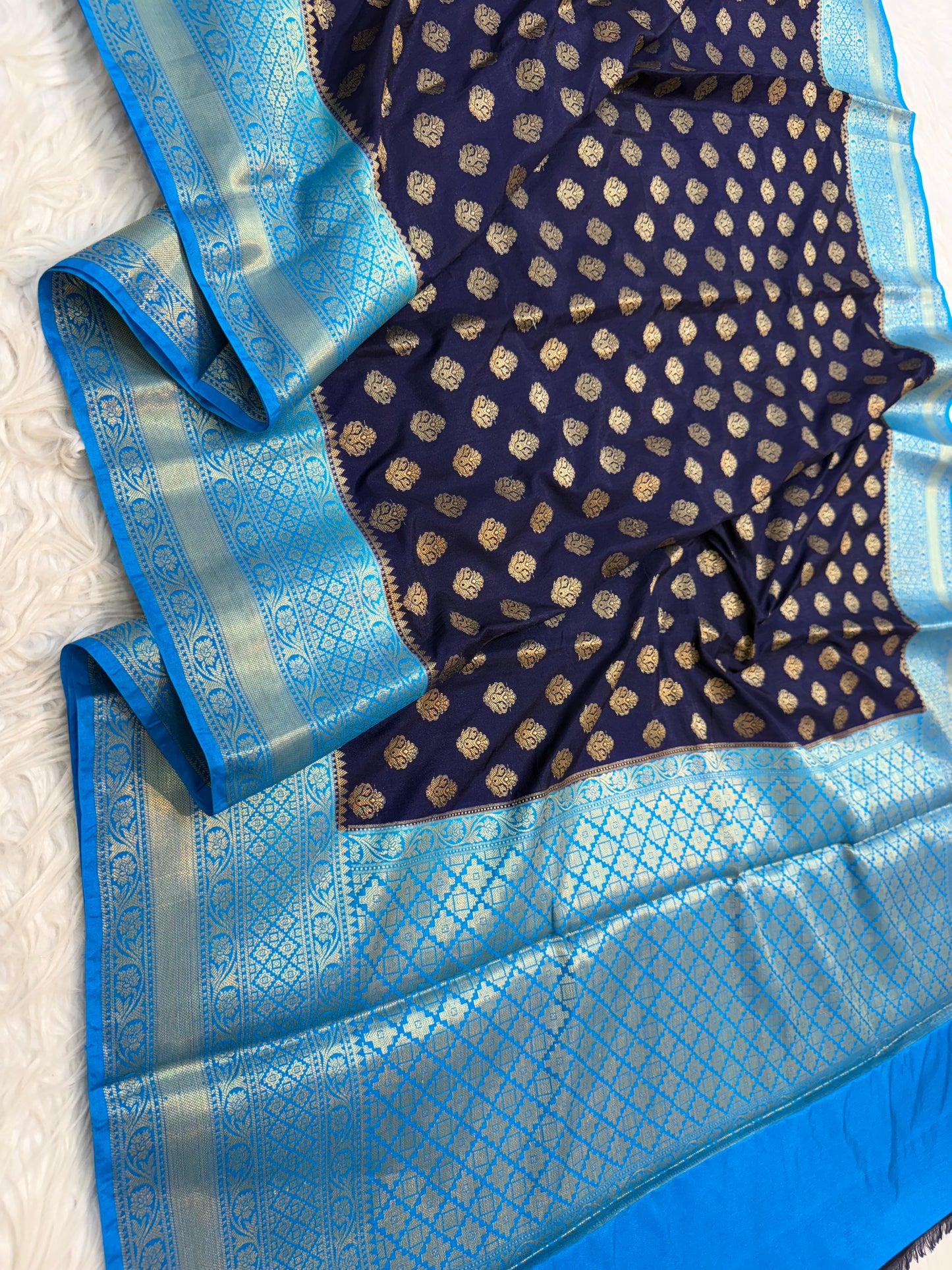 Nevy sea green shade Dupion Silk Banarasi Saree 