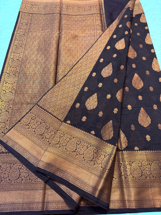 Black shade georgatte Banarasi saree