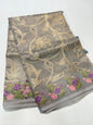 Grey shade tissue kota embroidery primum Banarasi saree