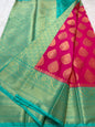 Royal pink & sea green shade Dupion Silk Banarasi Saree 