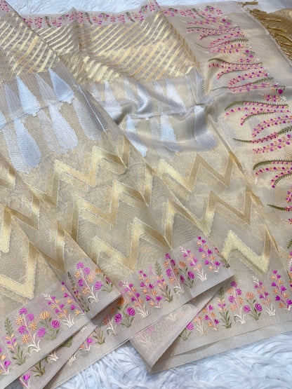 Kota fancy embroidery Banarasi saree