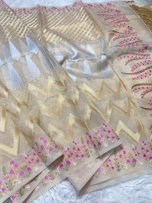 Kota fancy embroidery Banarasi saree