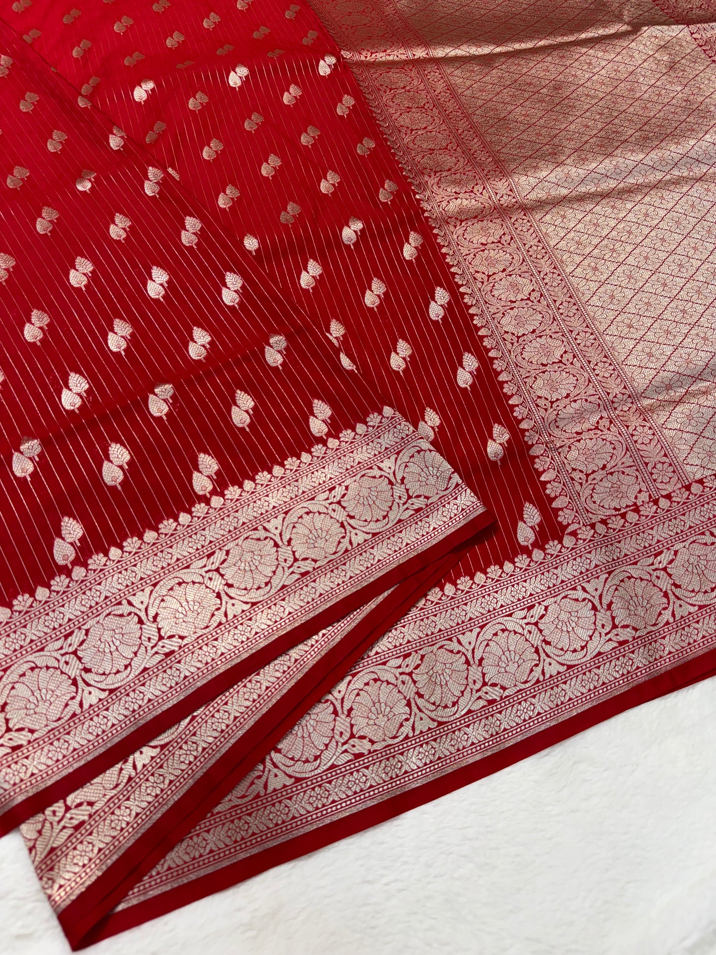 Red shade katan Banarasi silk Saree