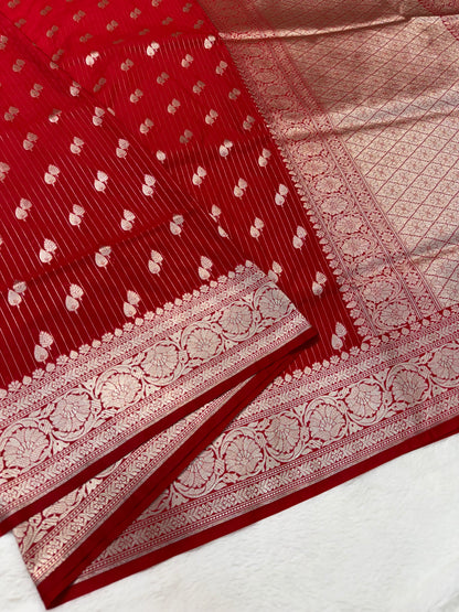 Red shade katan Banarasi silk Saree