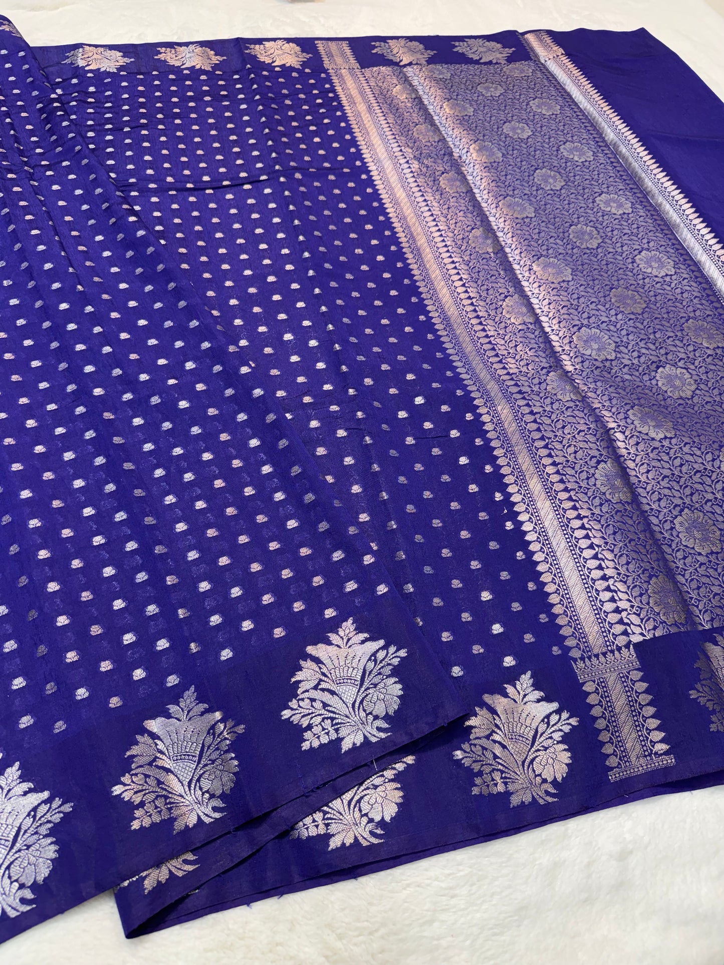 Bevy blue shade raw mango Banarasi premium Banarasi saree