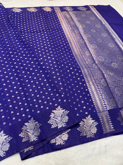 Bevy blue shade raw mango Banarasi premium Banarasi saree