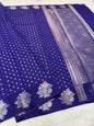 Bevy blue shade raw mango Banarasi premium Banarasi saree