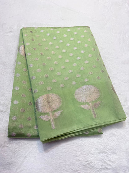 Pista green shade raw mango  premium Banarasi saree