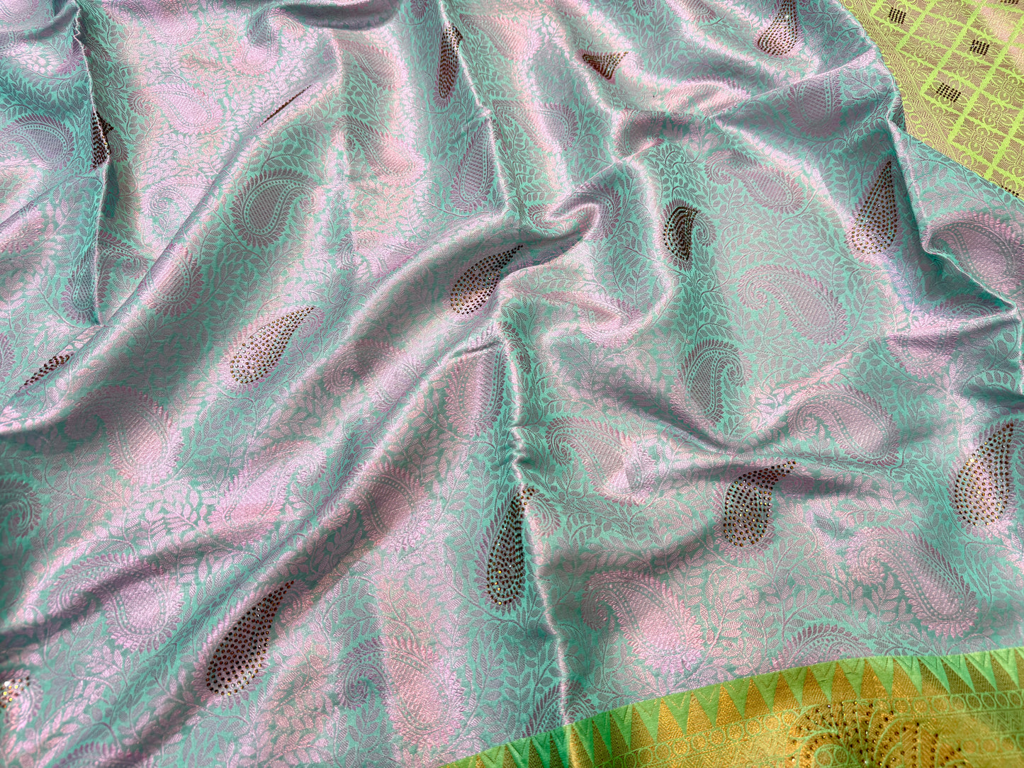 Multicolour shade zari brocade swarovski work Banarasi saree