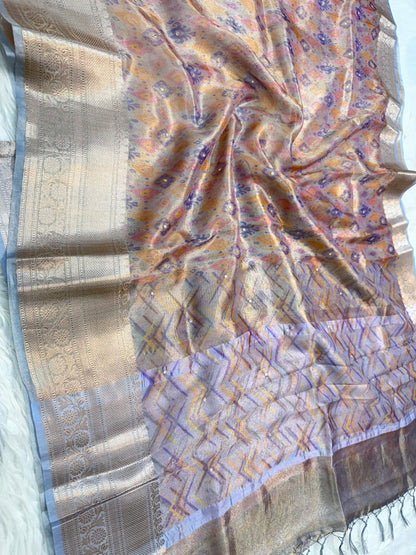 Tissue digital print handwork Banarasi saree