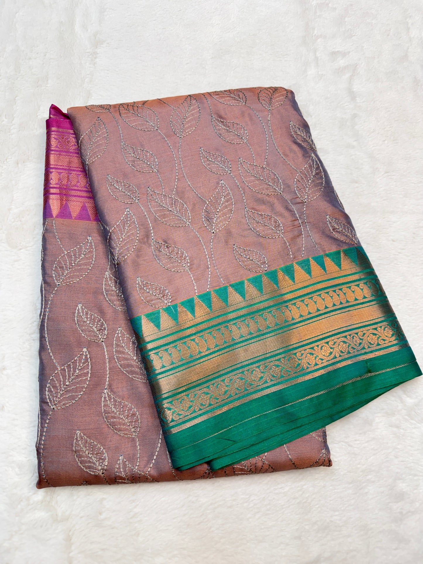 Multicolour shade soft silk embroidery Banarasi saree