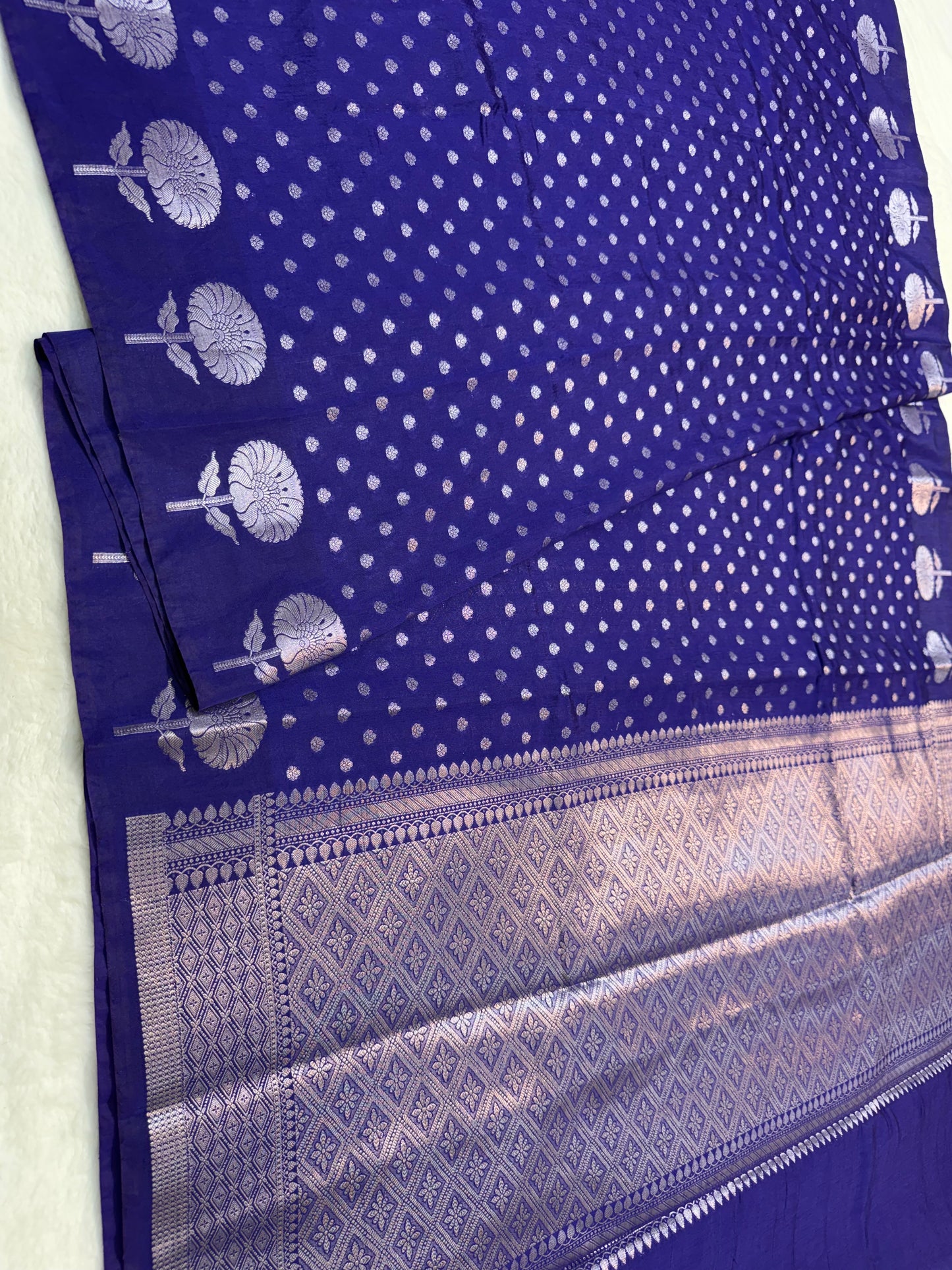 Navy shade raw mango  premium Banarasi saree