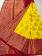 Yellow & red Dupion Silk Banarasi Saree 