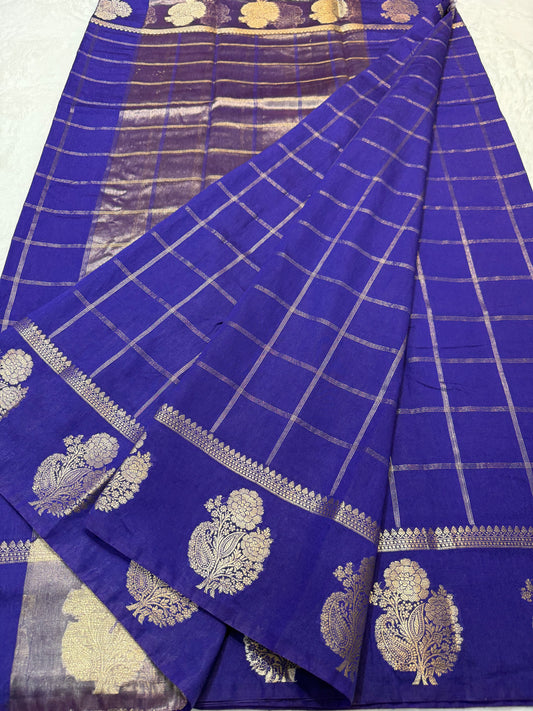 Navy shade raw mango  premium Banarasi saree