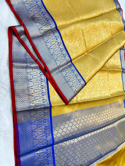 Gold & royal blue shade Kanchi silk premium Banarasi saree