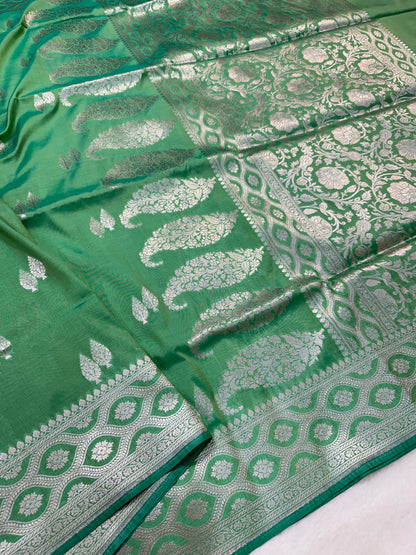 Sea green shade katan Banarasi silk Saree