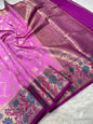 Royal pink & magenta shade Chiniya Silk premium Banarasi Saree